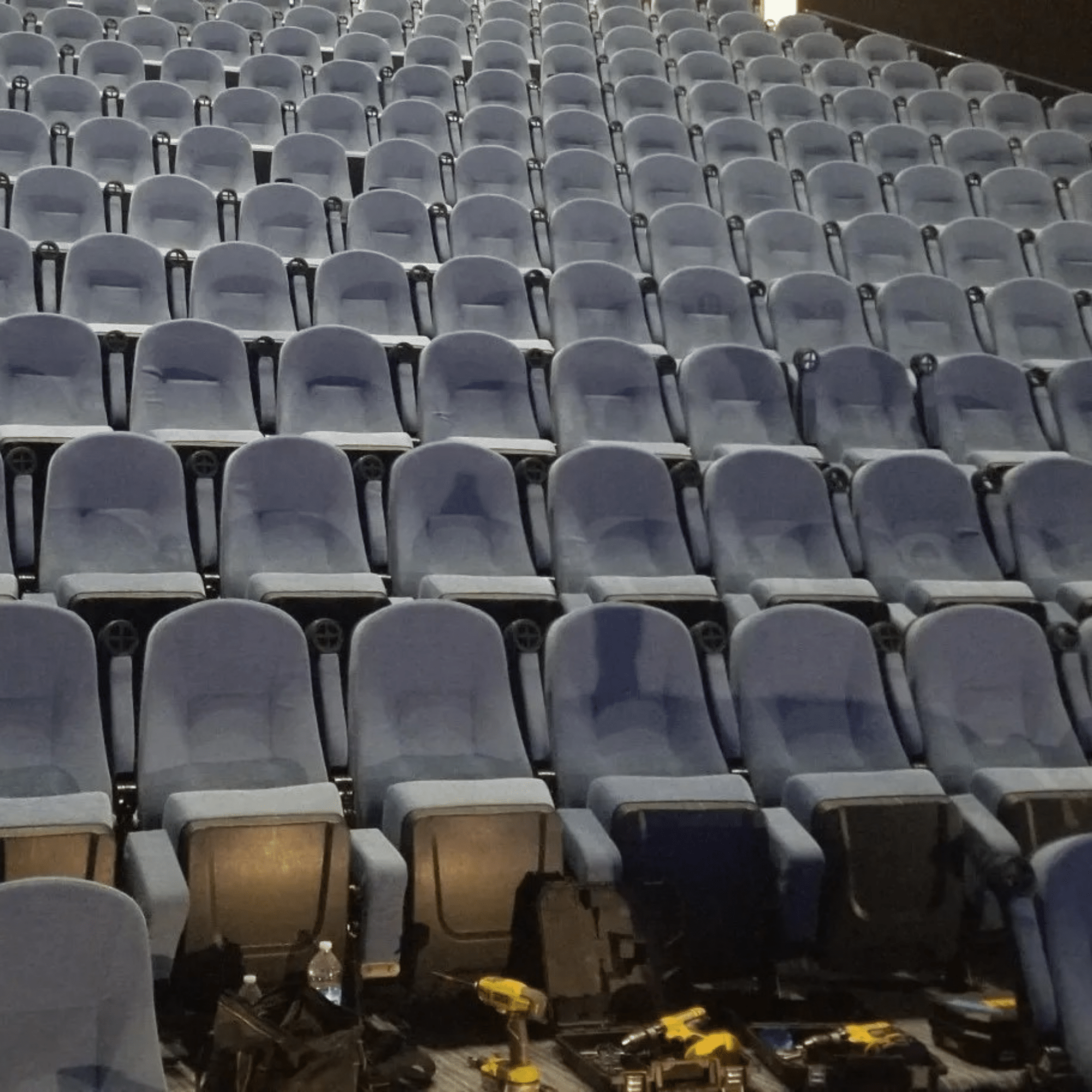 Theater seating installation in church auditorium Texas