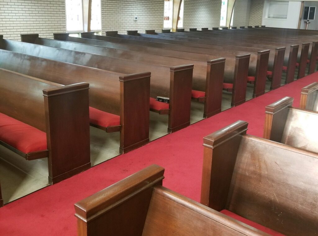 New wood church pews installed at Fifth Ward Missionary Baptist Church Houston Texas